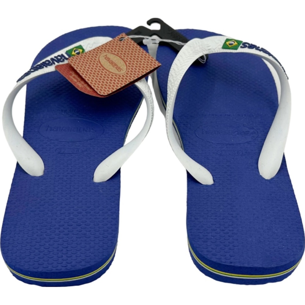 NWT Havaianas Flip Flops Sandals Blue Women’s 37-38 Brazil Brazil Logo Beach - Picture 3 of 10